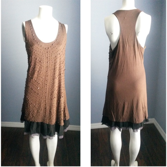 Mischa Barton The Fleur Beaded Dress-Brown NWOT - Picture 3 of 5